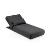 A dark gray chaise lounge with a small quilted pillow on a white background. Produktbild-Vorschau