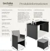 A diagram showing the dimensions and technical specifications of a rattan seating set. Náhled obrázku produktu