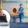 A construction worker sits on scaffolding next to a heater. Produktbild-Vorschau