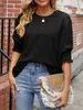ASKSA Damen T-Shirt Puffaermel Rundhals Sommer Bluse Produktbild-Vorschau 3