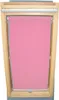 A pink roller blind installed in a wooden framed skylight. Produktbild-Vorschau