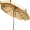 An open umbrella with a wooden pole and beige fabric. Náhled obrázku produktu