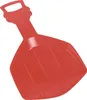 A red plastic snow shovel with a cartoon face on the handle. Voir les images du produit