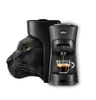 A black Lavazza coffee machine is shown with a black panther's head emerging from behind it. Espresso is being brewed into a glass cup. Produktbild-Vorschau