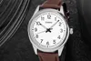 A close-up shot of a Casio watch with a white face and a brown leather strap. Produktbild-Vorschau