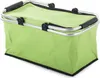 A green picnic basket with silver handles and black trim is shown against a white background. Náhled obrázku produktu