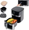 A collage of images showing an air fryer and its accessories, with one image showing a hand operating the control panel. Anteprima dell’immagine prodotto