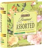 A box of assorted tea bags designed to look like a book, with floral illustrations. Produktbild-Vorschau