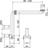 Technical drawing of a siphon with a telescopic connection pipe. Podgląd zdjęcia produktu