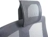 A close-up view of the headrest and upper back of a black and gray office chair. Podgląd zdjęcia produktu