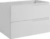 A white, two-drawer vanity unit with integrated handles, shown from a three-quarter front angle against a white background. Produktbild-Vorschau