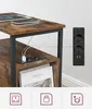 A close-up of a brown and black end table with integrated charging features. Náhled obrázku produktu