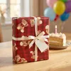 Geschenkpapier Geburtstag mit Teddybär-Motiv und Karodesign Produktbild-Vorschau 4
