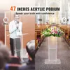 A split image showing an acrylic podium in an office setting on the left and a church setting on the right. Náhled obrázku produktu