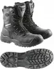 A pair of black work boots and a separate sole are shown against a white background. Produktbild-Vorschau