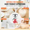 A collage of images showing different types of milk and a milk separator. Podgląd zdjęcia produktu