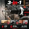 AJIEQAQ Wiertarko-Wkrętarka Udarowa 21V, Zestaw 3 w 1 z Podgląd zdjęcia produktu 2