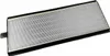 A rectangular air filter with a black frame and a silver pleated filter material. Voir les images du produit