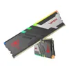 Two computer RAM modules are shown against a white background. The RAM modules have a black heatsink with a red viper logo and a silver top with RGB lighting. Podgląd zdjęcia produktu