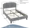 A diagram showing the dimensions and specifications of a bed frame. Produktbild-Vorschau