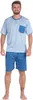 Herren Pyjama Short und T-Shirt Schlaf-Anzug; Grüngrau L/50 Produktbild-Vorschau 1