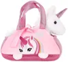A plush unicorn toy peeking out of a pink handbag. Náhľad obrázku produktu