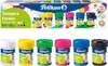A set of six tempera paint pots with their lids and labels, arranged in two rows. The top row shows the product packaging, and the bottom row shows the individual paint pots. Produktbild-Vorschau