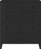 A black metal cabinet with four drawers is shown against a white background. Produktbild-Vorschau