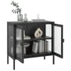 A black sideboard with glass doors is displayed against a white background. Produktbild-Vorschau