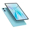 A light blue tablet is shown at an angle against a white background. The screen displays a digital clock showing 20:00 and a stylized graphic. Produktbild-Vorschau