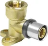 A close-up studio shot of a brass pipe fitting with a silver metal sleeve and a black rubber seal. Náhľad obrázku produktu