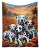 Mikro pluszowy ciepły koc 150x200 cm - Dalmatyńczyki i maki Podgląd zdjęcia produktu 1
