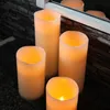 LED Kerze Big - Echtwachs - flackernde gelbe LED - Timer - Batteriebetrieb - H: 15cm D: 10cm - creme Anteprima dell’immagine prodotto