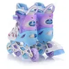 A pair of children's inline skates and a matching helmet, presented on a white background. Podgląd zdjęcia produktu