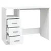 A white desk with three drawers on the left side, set against a white background. Produktbild-Vorschau
