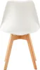 A white chair with wooden legs is shown from the back against a white background. Voir les images du produit