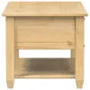 A front view of a light wood side table with a drawer and a shelf. Voir les images du produit