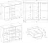 Technical drawings and diagrams of a furniture unit with dimensions. Podgląd zdjęcia produktu