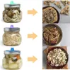 A collage showing three jars with fermentation lids, each connected by an arrow to a different prepared food dish. Produktbild-Vorschau