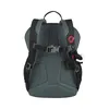 The back of a black and gray backpack with a small stuffed elephant attached. Produktbild-Vorschau