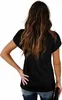 ASKSA Damen V-Ausschnitt Kurzarm T-Shirt Blütenblatt Ärmel Produktbild-Vorschau 4