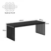 A diagram showing a table with dimensions and seating capacity, and a separate image of a black table with its dimensions labeled. Produktbild-Vorschau