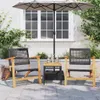 3-tlg. Bistro-Set Schwarz Poly Rattan und Massivholz Akazie Produktbild-Vorschau 2