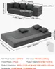 A diagram showing a sofa in its folded and unfolded states, with dimensions and specifications. Voir les images du produit