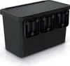 A black trash bin with three compartments attached to the side. Náhľad obrázku produktu