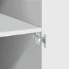 Close-up of a cabinet hinge and shelf. Voir les images du produit