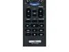 A close-up view of a black remote control against a white background. Produktbild-Vorschau