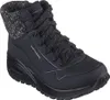 A black Skechers bootie with a gray knitted cuff. Voir les images du produit