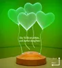 GESCHENKELAMPE LED Nachttischlampe Vier Herzen Hochzeit 3D Produktbild-Vorschau 2