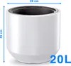 A white planter with dimensions and capacity indicated. Anteprima dell’immagine prodotto